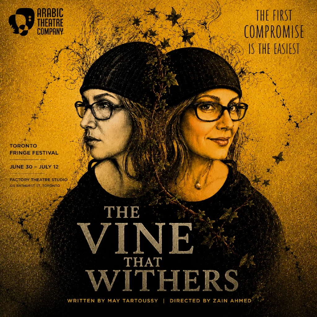 Poster for The Vine That Withers featuring two women against a yellow background